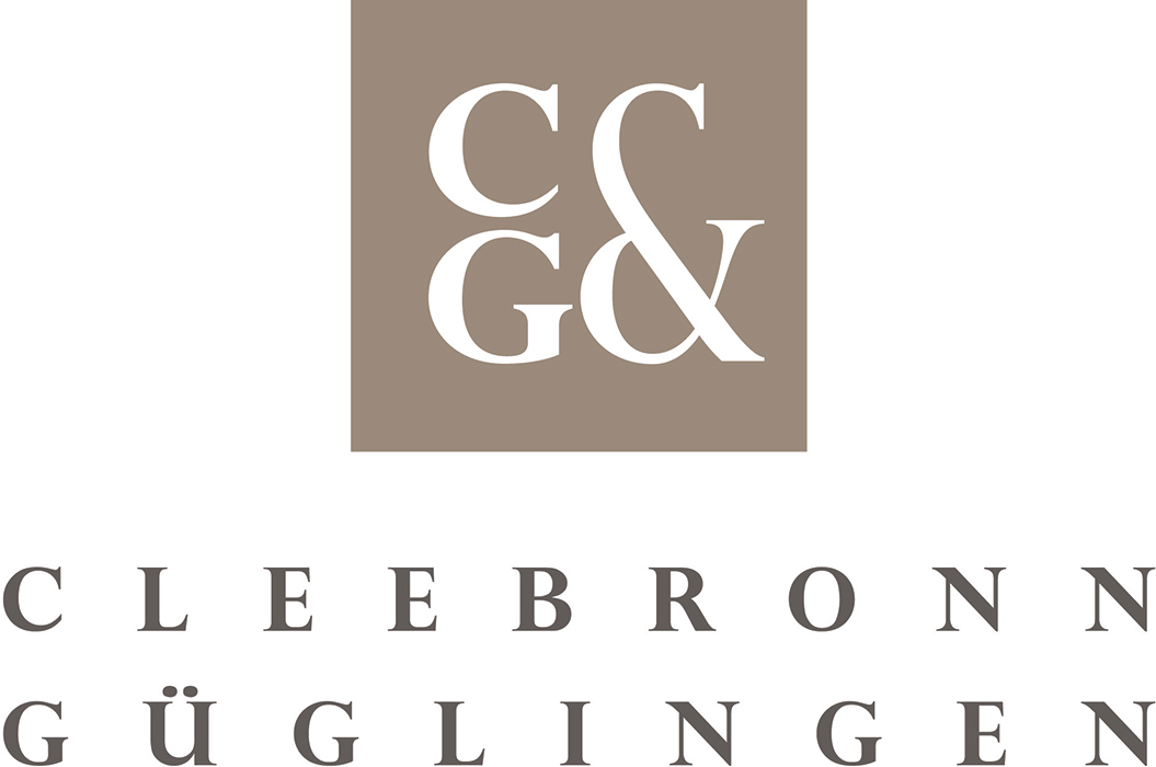 Logo des Weinguts Cleebronn Güglingen, beige Hintergrund, weiße Buchstaben
